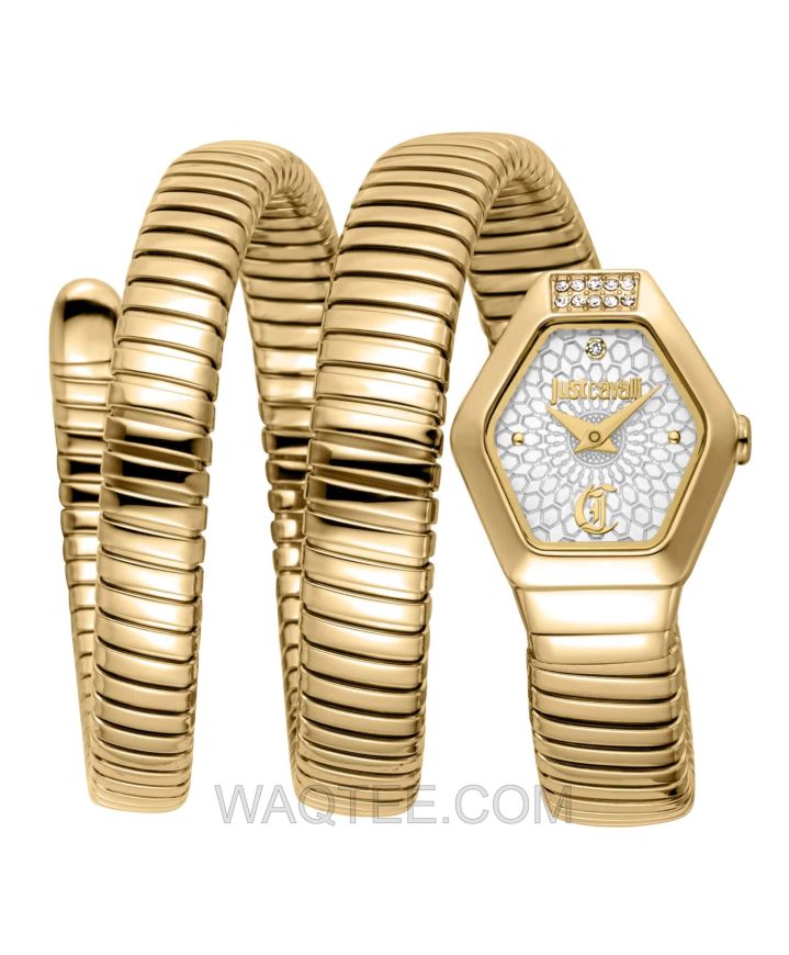 Just Cavalli Romina Snake Golden St. Steel Silver Dial For Women