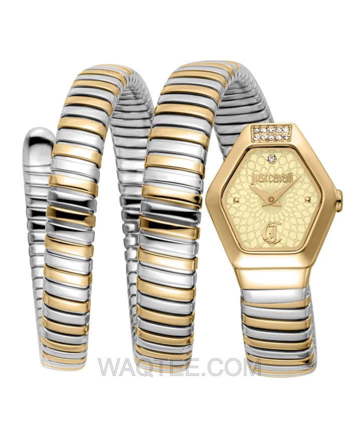 Just Cavalli Romina Snake Silver & Golden St. Steel Golden Dial For Women