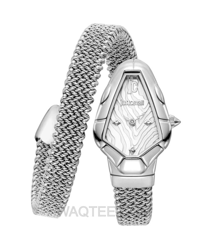 Just Cavalli Fiamma Snake Silver St. Steel Silver Dial For Women