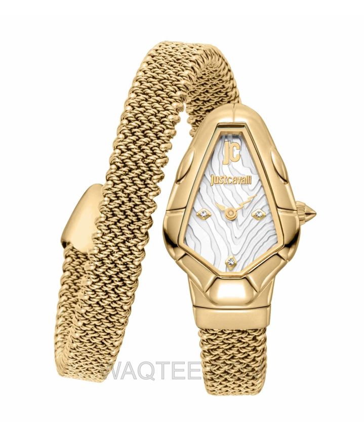 Just Cavalli Fiamma Snake Golden St. Steel Golden Dial For Women