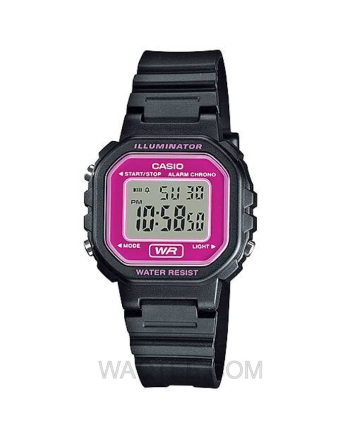 Casio LA-20 Series Black Rubber Pink Dial For Women