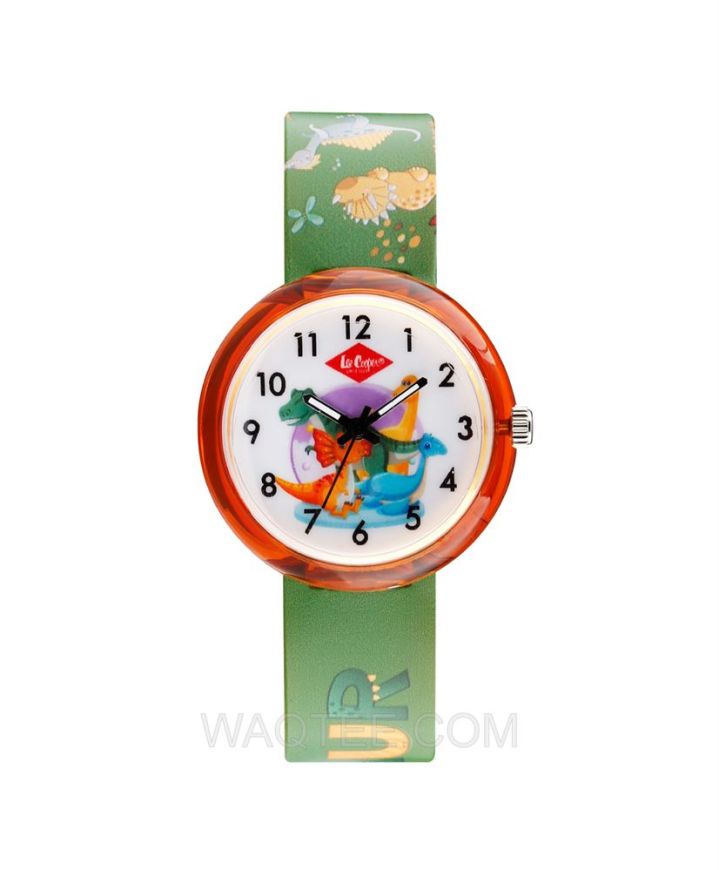 Lee Cooper Kids Dinosaur Green Rubber White Dial