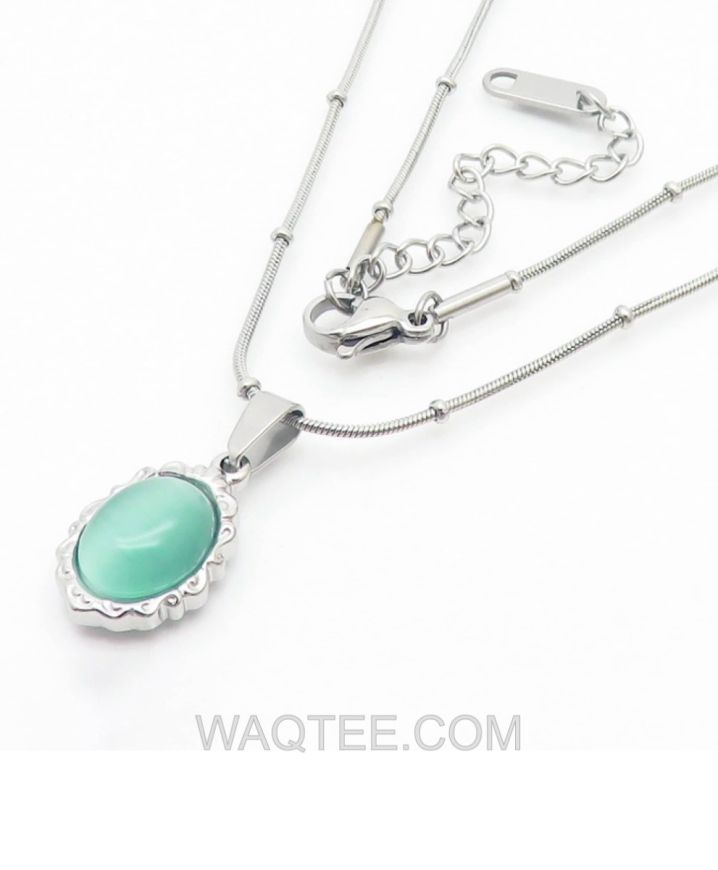 Lee Cooper Aqua Silver St. Steel Necklace For Women 