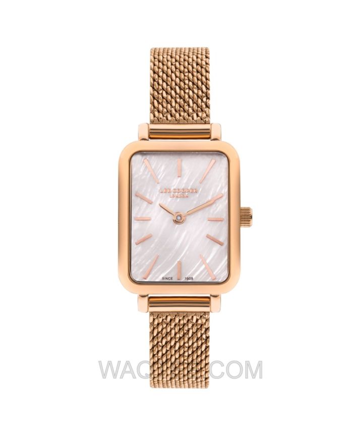 Lee Cooper Daniela Rosegold Mesh St. Steel White MOP Dial For Women