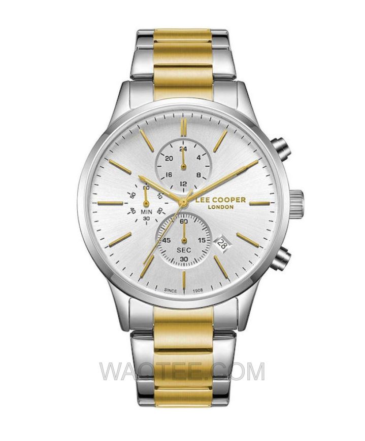 Lee Cooper Aidan Silver & Golden St. Steel Silver Dial For Men