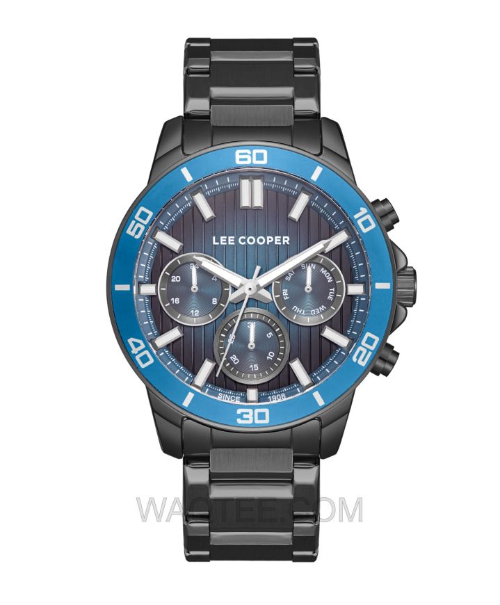 Lee Cooper Clark Black St. Steel Turquoise Dial For Men