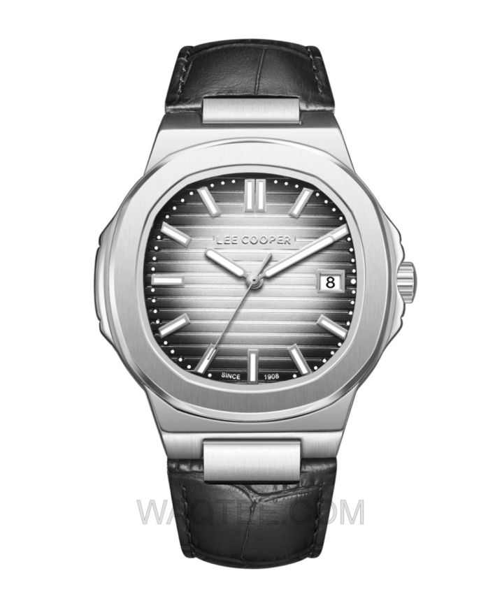 Lee Cooper Raul Black Leather Silver Dial For Men