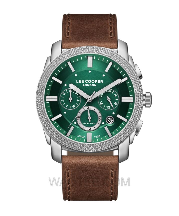 Lee Cooper Alpha Brown Leather Green Dial For Men
