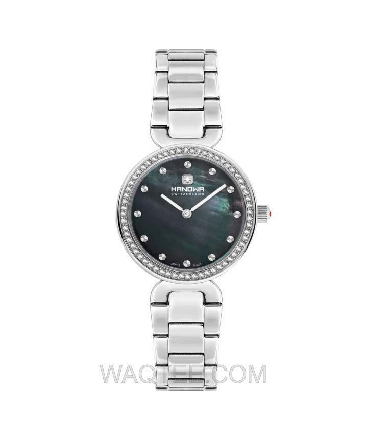 Swiss Military Hanowa Melide Silver St. Steel Black MOP Dia For Women