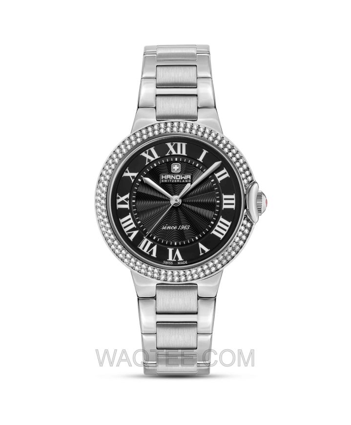 Swiss Military Hanowa Ascona Silver St. Steel Black Dial For Women