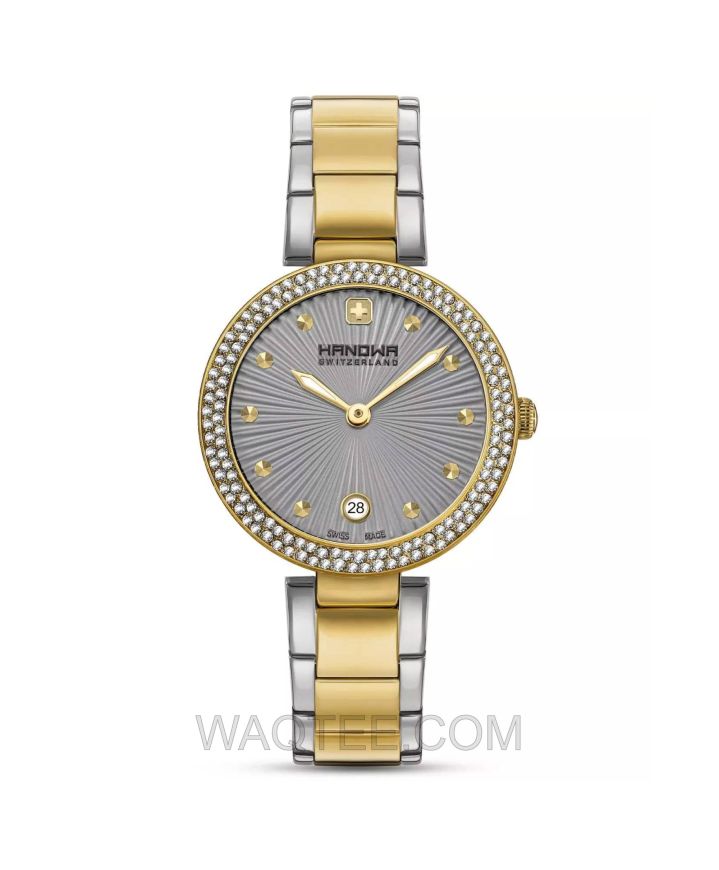 Swiss Military Hanowa Conthey Silver & Golden St. Steel Grey Dial For Women