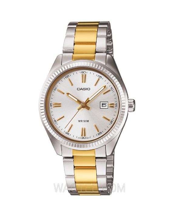 Casio General Silver & Golden St.Steel Silver Dial for Women 