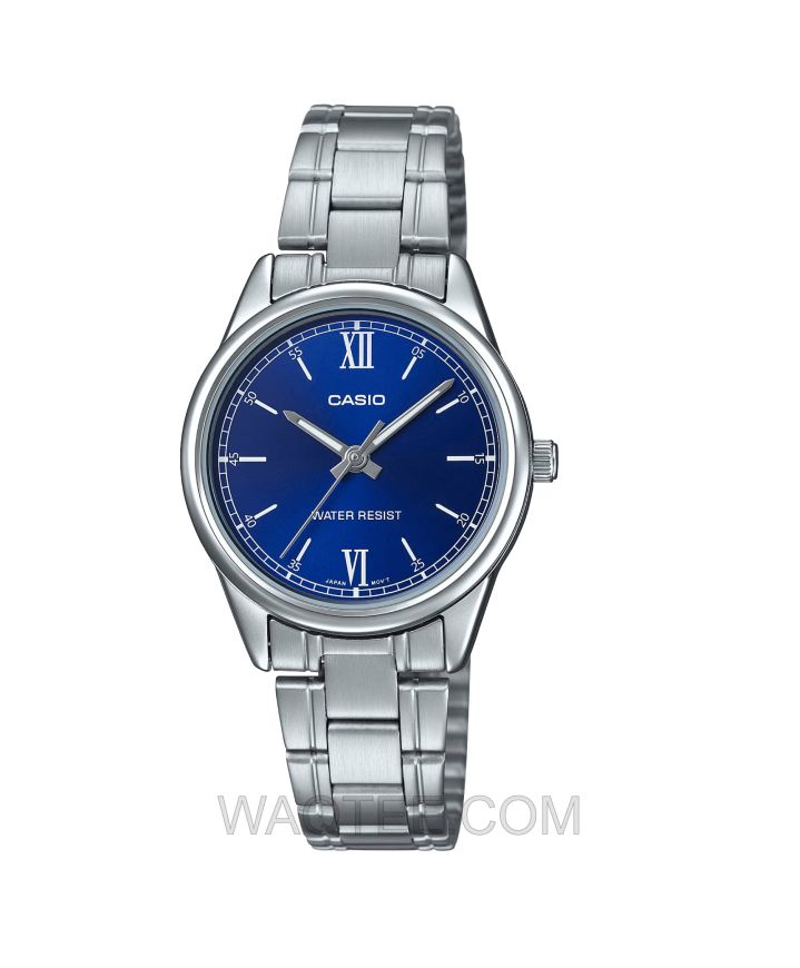 Casio LTP-V005 Series Silver St. Steel Dark Blue Dial For Women