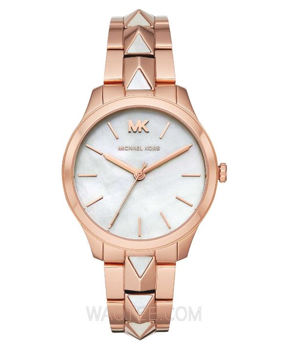 Michael Kors Runway Mercer Rosegold With White St.Steel For Women