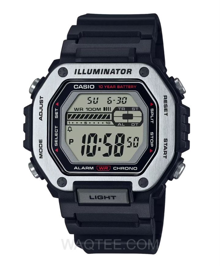 Casio Digital Illuminator 10-Year Battery Black Rubber For Men