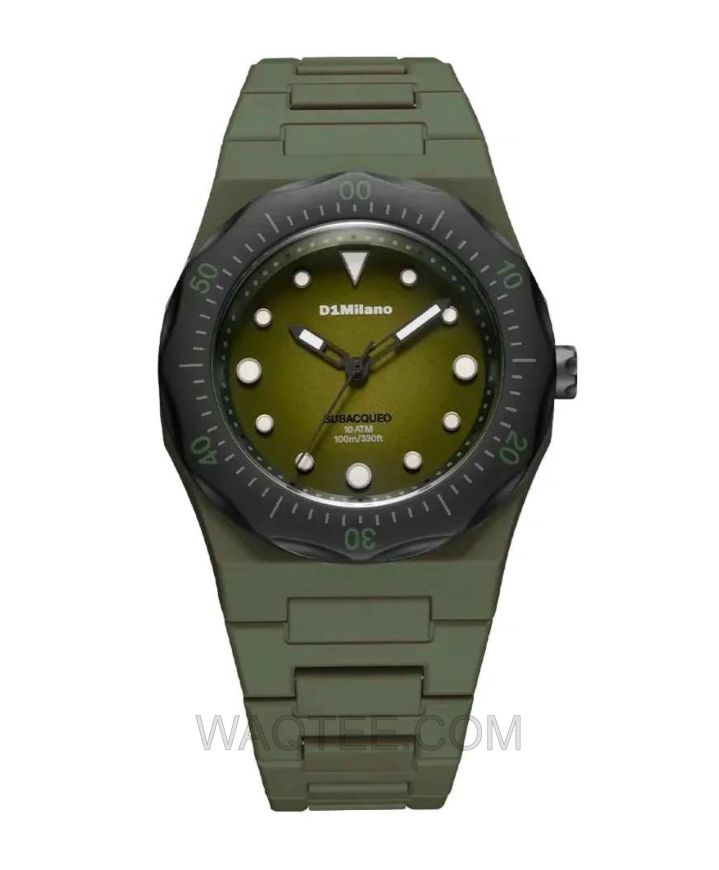 D1 Milano Lagoon Diver Army Green Polycarbonate Army Green Dial For Men