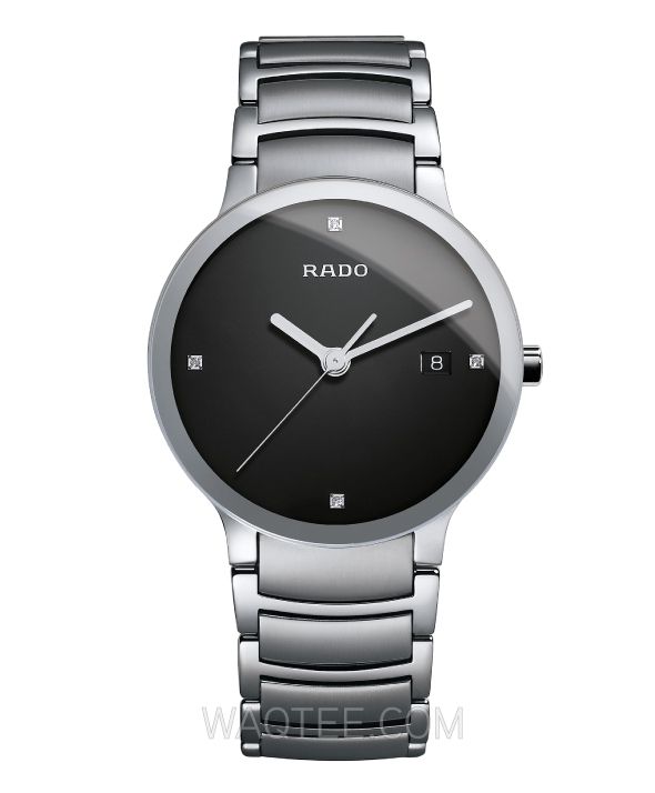 Rado Centrix Diamonds Silver St.Steel Black Dial For Men