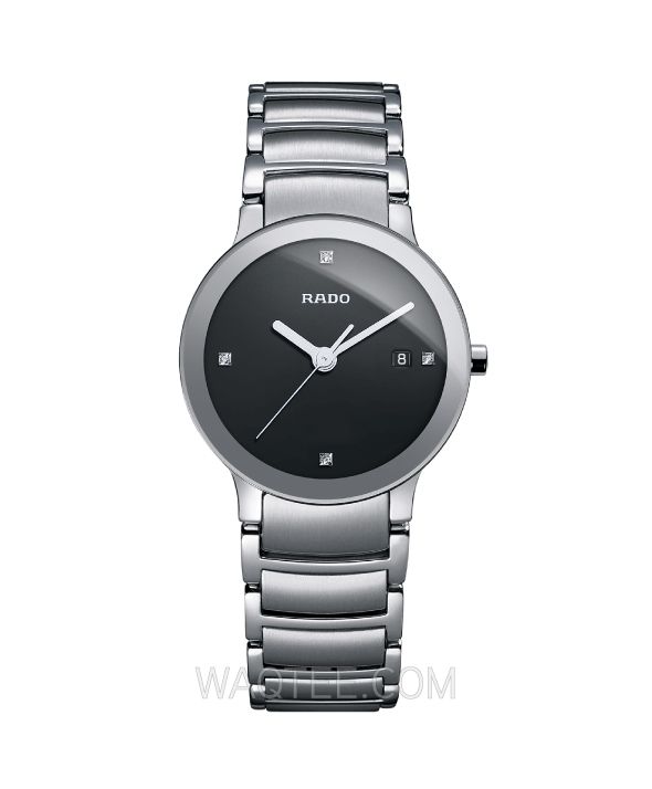 Rado Centrix Diamonds Silver St.Steel Black Dial For Women