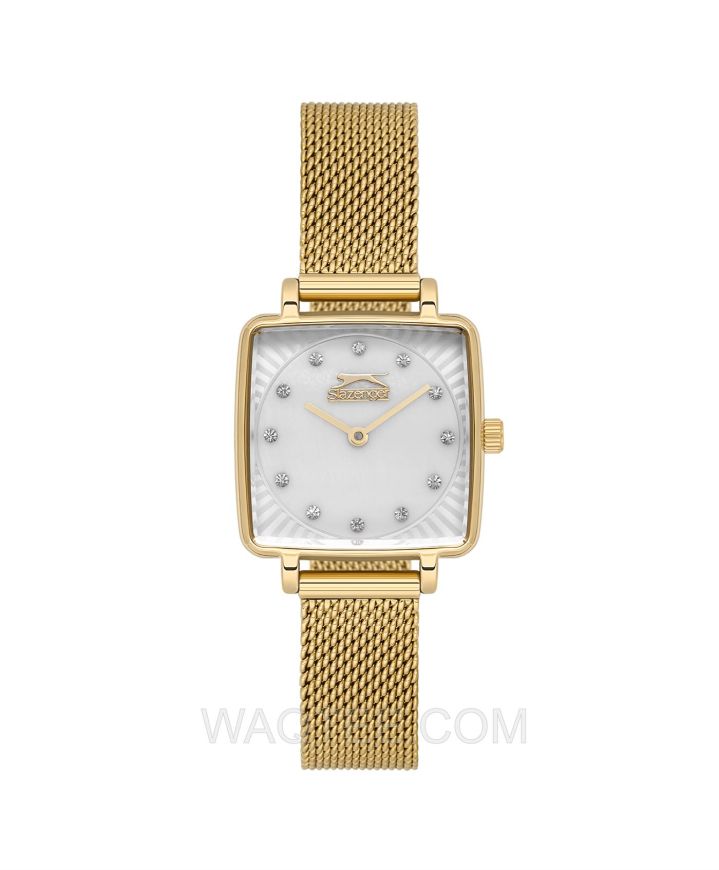 Slazenger Alma Golden Mesh St. Steel White MOP Dial For Women 