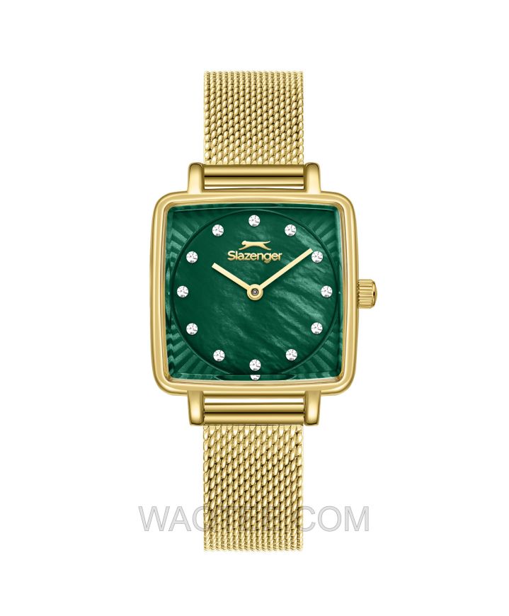 Slazenger Alma Golden Mesh St. Steel Green Dial For Women