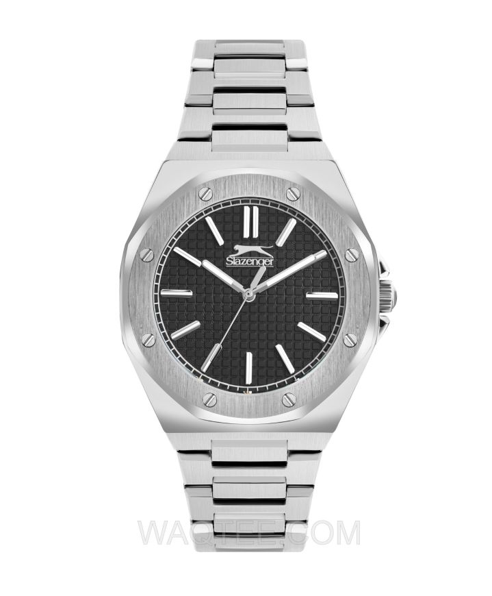 Slazenger Vicente Multifunction Silver St. Steel Black Dial For Men