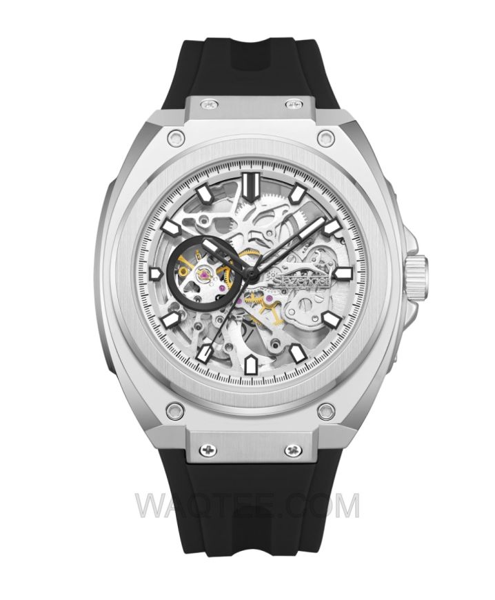 Slazenger Blake Automatic Black Rubber Silver Dial For Men 