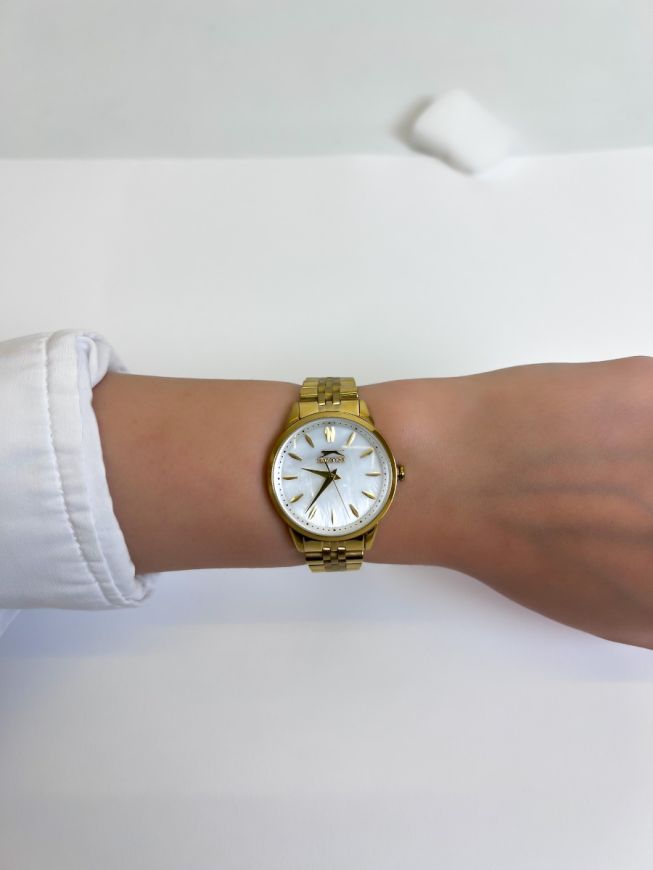 Slazenger Galina Golden St. Steel White Dial For Women 