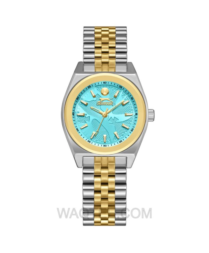 Slazenger Flavia Silver & Golden St. Steel Blue Dial For Women 