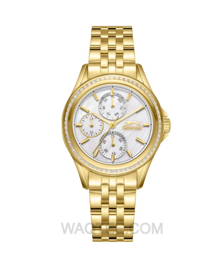 Slazenger Valeria Multifunction Golden St. Steel White Dial For Women
