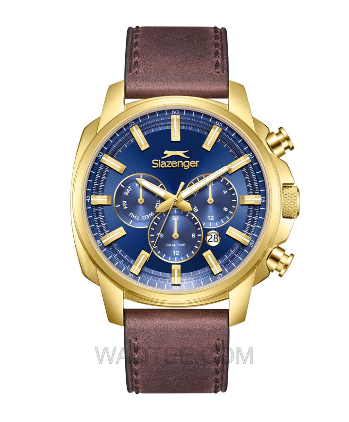 Slazenger Maximus Brown Leather Dark Blue Dial For Men
