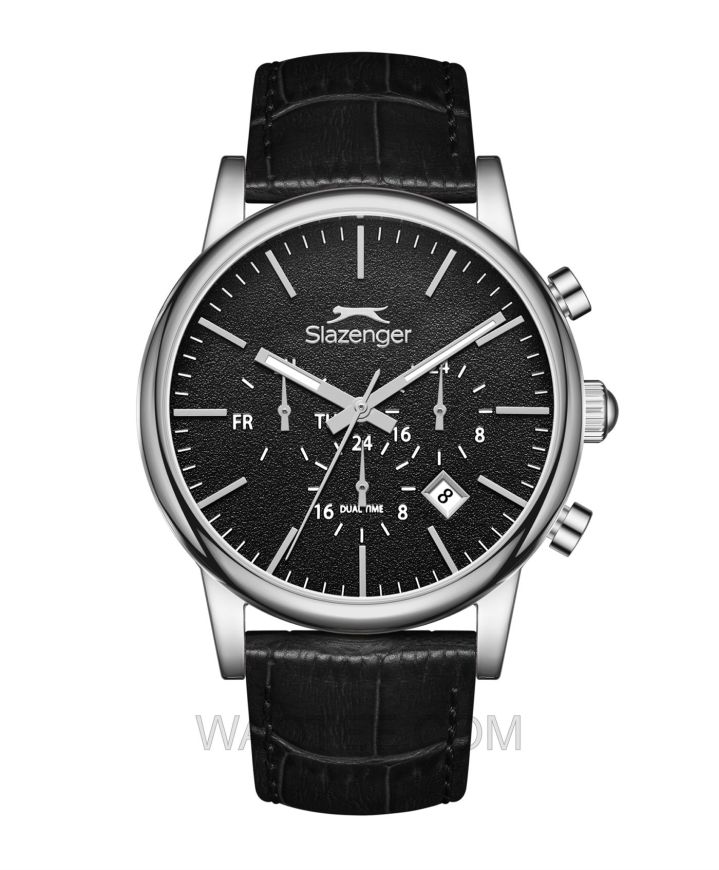 Slazenger Stormline Black Leather Black Dial For Men