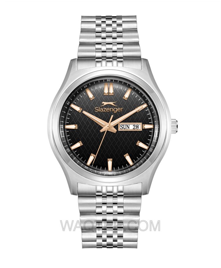 Slazenger Aero Silver St. Steel Black Dial For Men