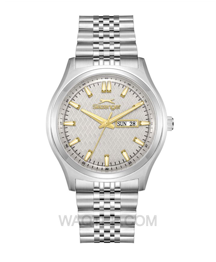 Slazenger Aero Silver St. Steel Golden Dial For Men