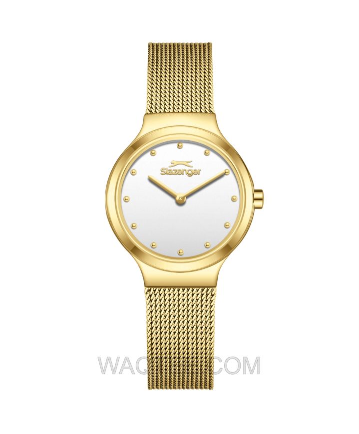 Slazenger Amara Golden Mesh St. Steel White Dial For Men