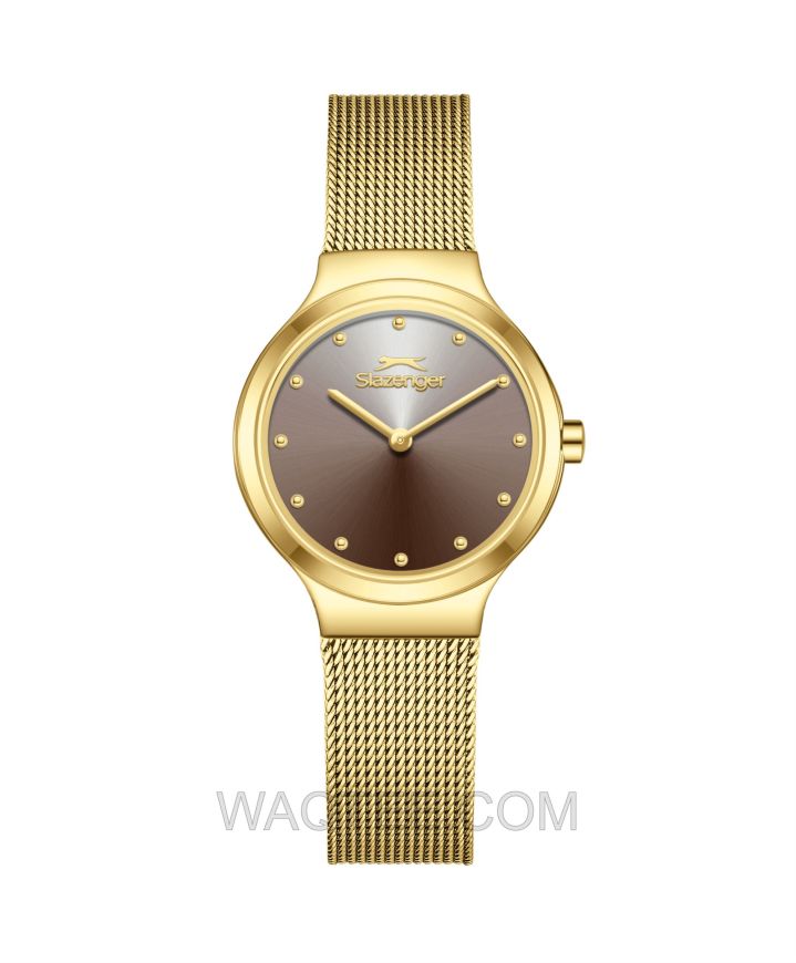 Slazenger Amara Golden Mesh St. Steel Brown Dial For Men