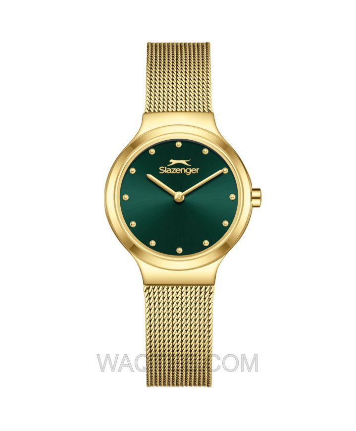 Slazenger Amara Golden Mesh St. Steel Green Dial For Men