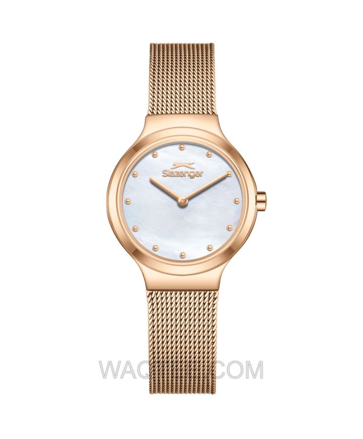 Slazenger Amara Rosegold Mesh St. Steel White Dial For Men