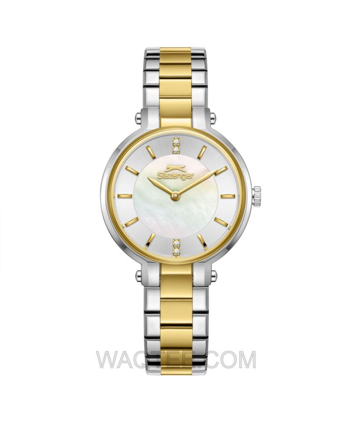 Slazenger Alina Silver & Golden St. Steel White Dial For Women