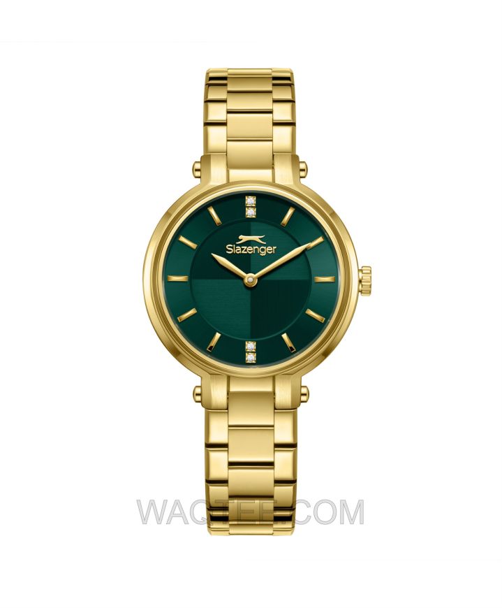 Slazenger Alina Golden St. Steel Green Dial For Women