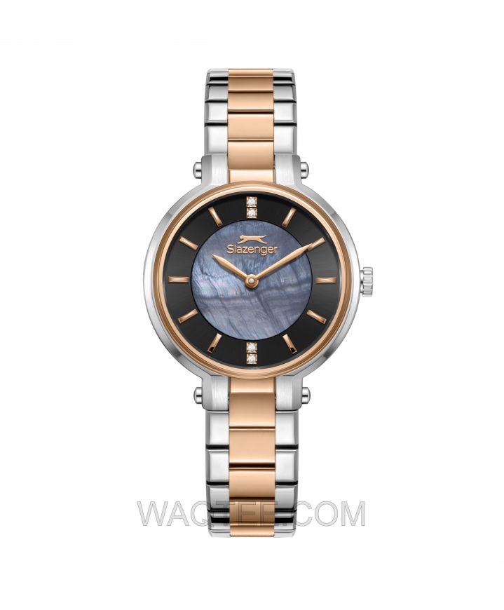 Slazenger Alina Silver & Rosegold St. Steel Black Dial For Women