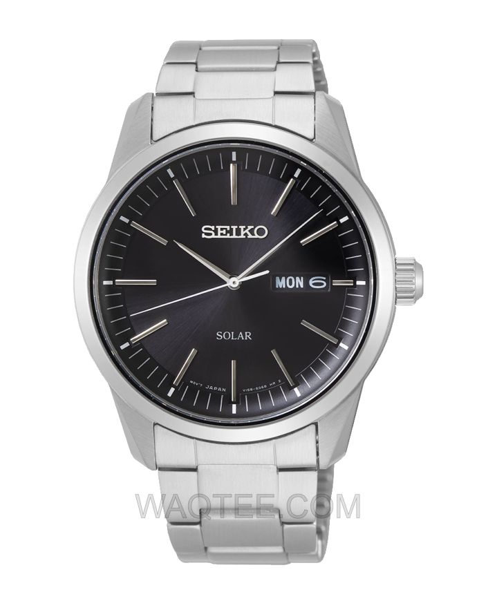 Seiko Solar Silver St. Steel Black Dial For Men