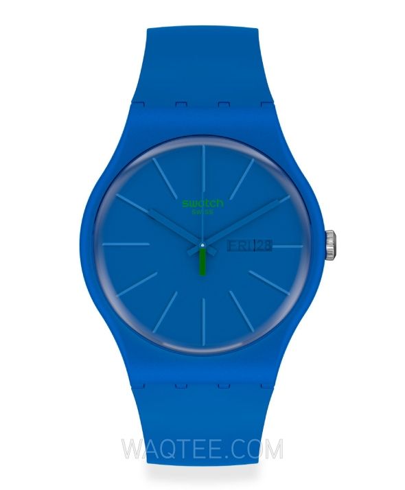 ساعة يد سواتش ( BELTEMPO ) نسائية بأسوار مطاطي ازرق (موديل: So29N700)
