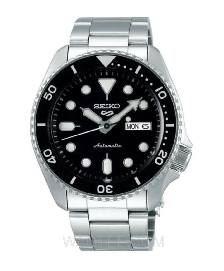 Seiko 5 Sports Silver St. Steel Black Dial Automatic For Men