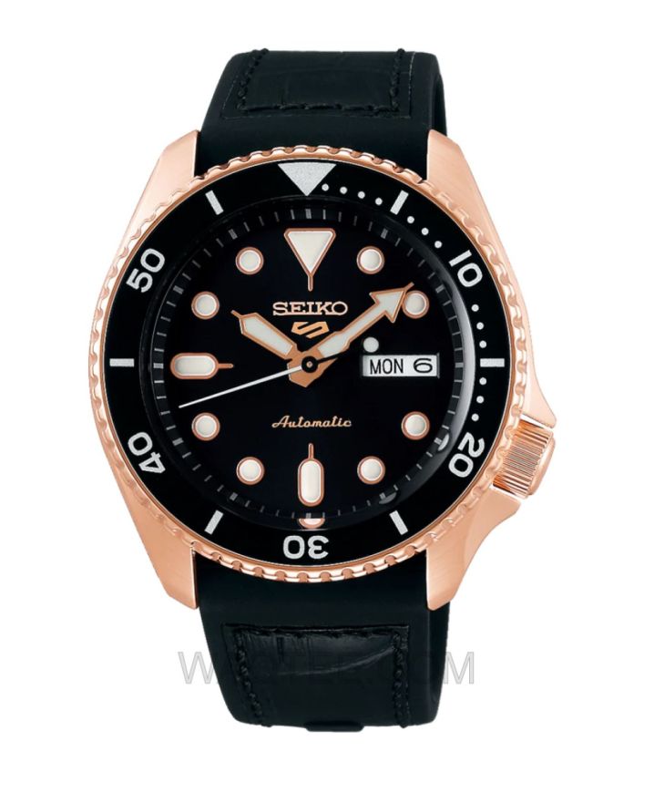 Seiko 5 Sport Automatic Black Rubber Black Dial For men 