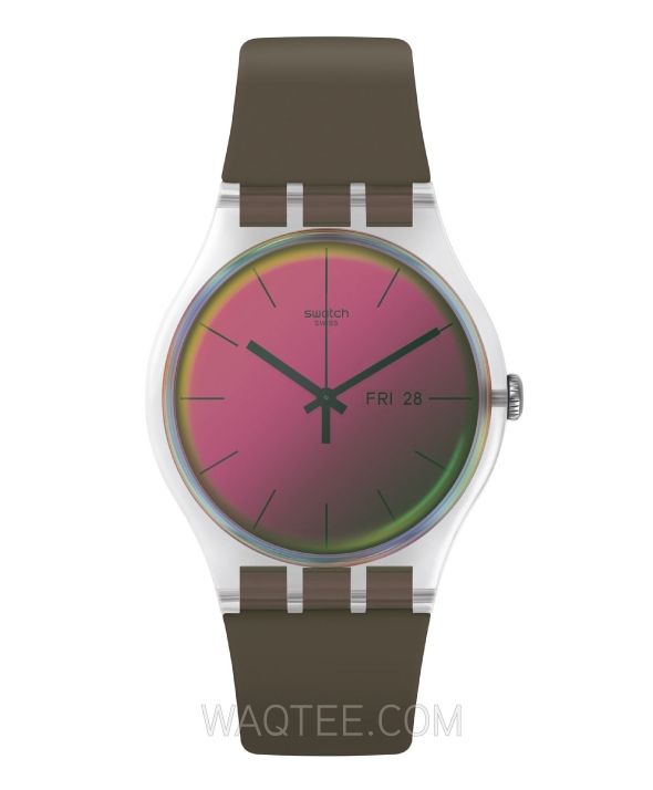 Swatch Polarmy Green Rubber Colored Dial For Women