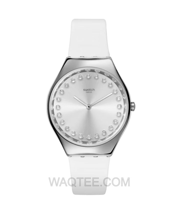 Swatch Bright Blaze White Leather White Dial For Women