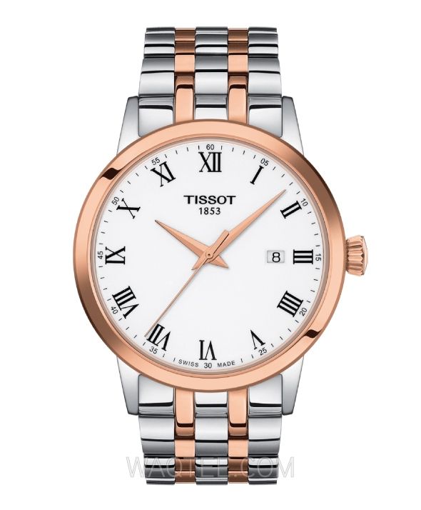 Tissot Classic Dream Silver & Rosegold St.Steel White Dial For Men