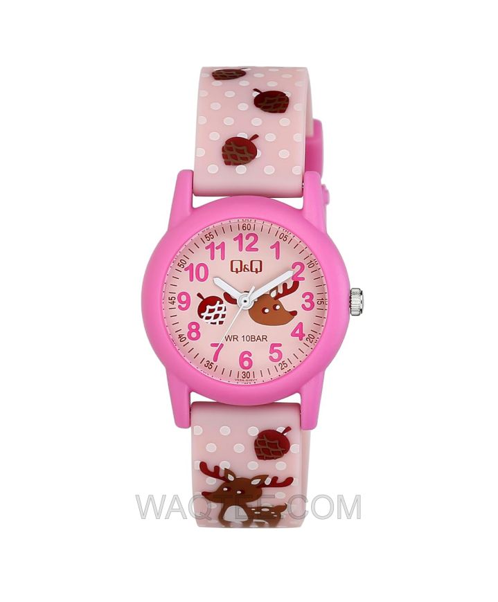 Q&Q Gazelle Pink Rubber Pink Dial For Girls