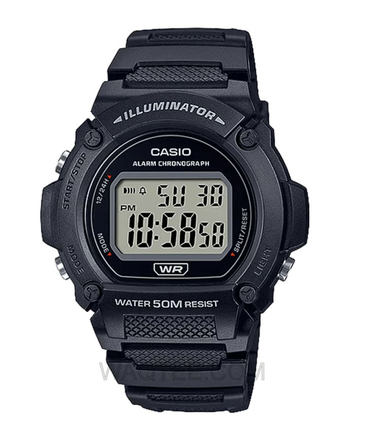 Casio W-219 Black Rubber Black Dial For Men
