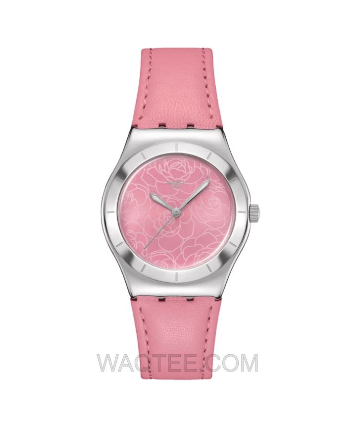 Swatch Petal Pink Leather Pink Dial For Women